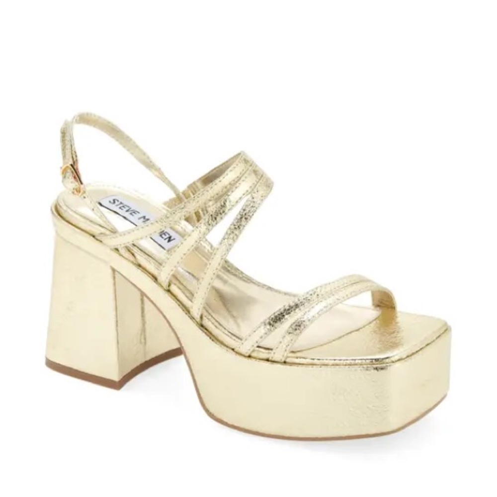 Steve Madden gold bossy platform heels